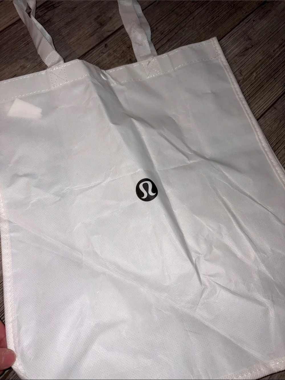 NWOT white and black large Lululemon tote bag